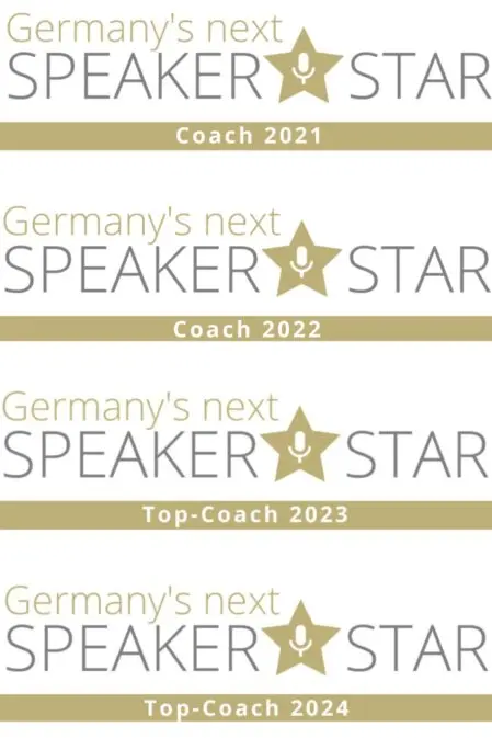 Das Logo von Germany´s next Speaker Star. EIn Stern mit einem Mikrofon in der Mitte und dem Schriftzug. 